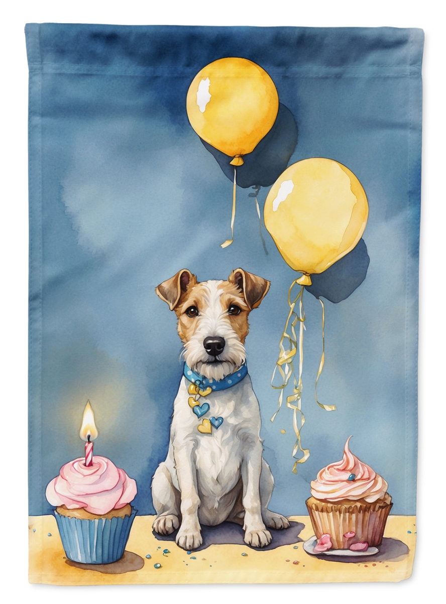 Fox Terrier Birthday House Flag - Multi-Color - 40 x 28 in. - Durable Polyester
