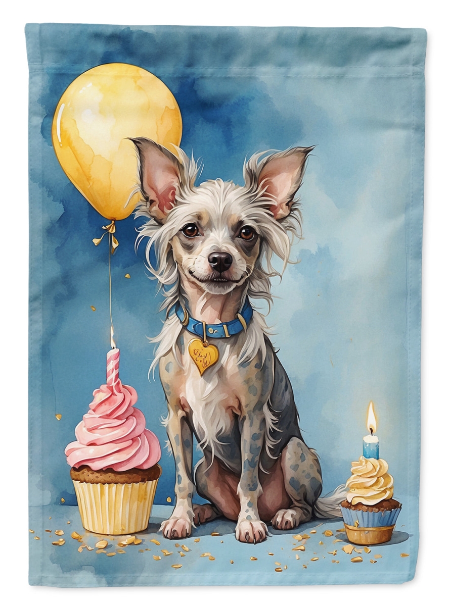 Chinese Crested Birthday House Flag - Multicolor - 40 x 28 in. - Heavy Duty Polyester
