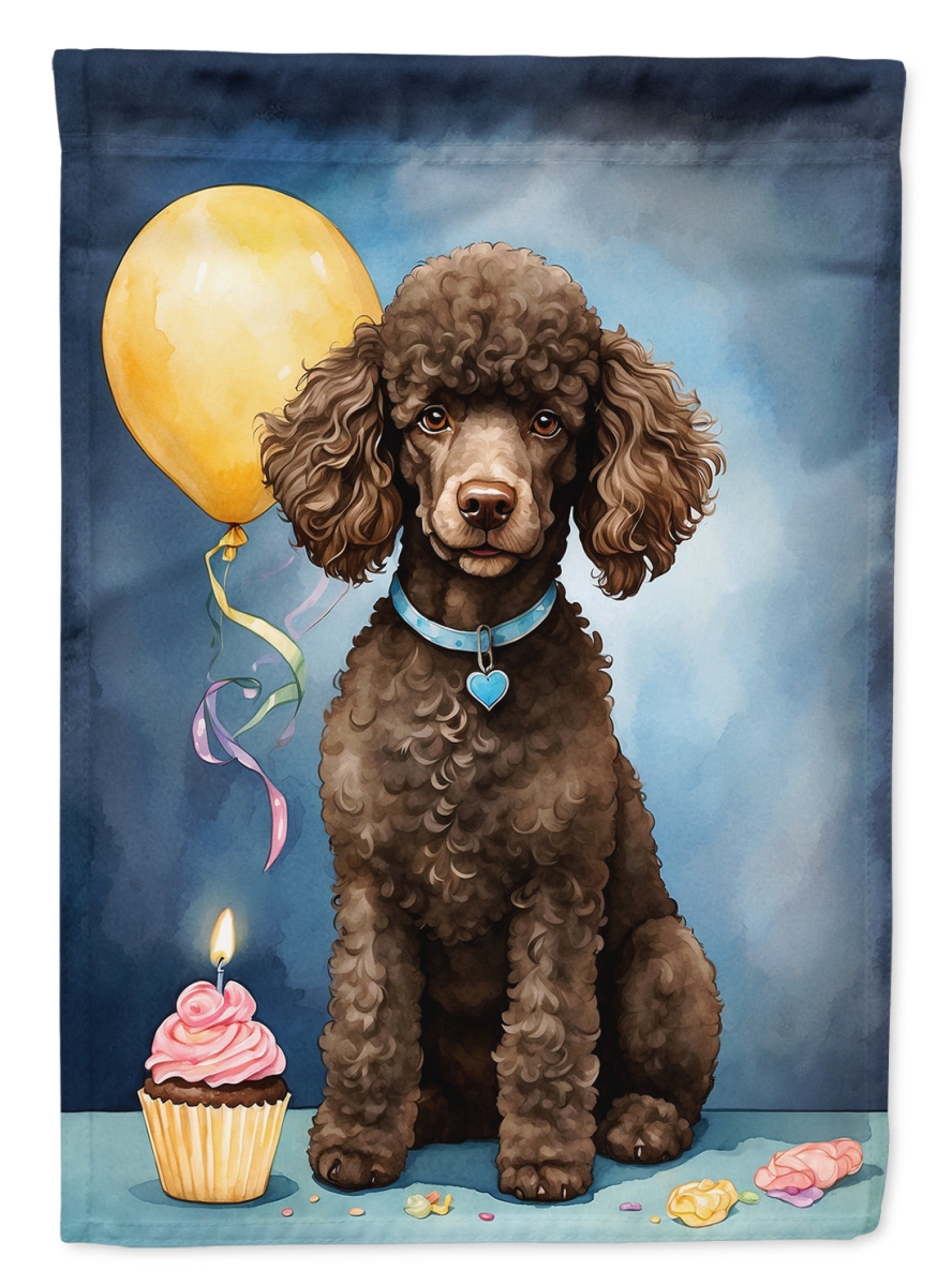 Chocolate Poodle Birthday House Flag - Multicolor - 40 x 28 in. - Double-Sided Design