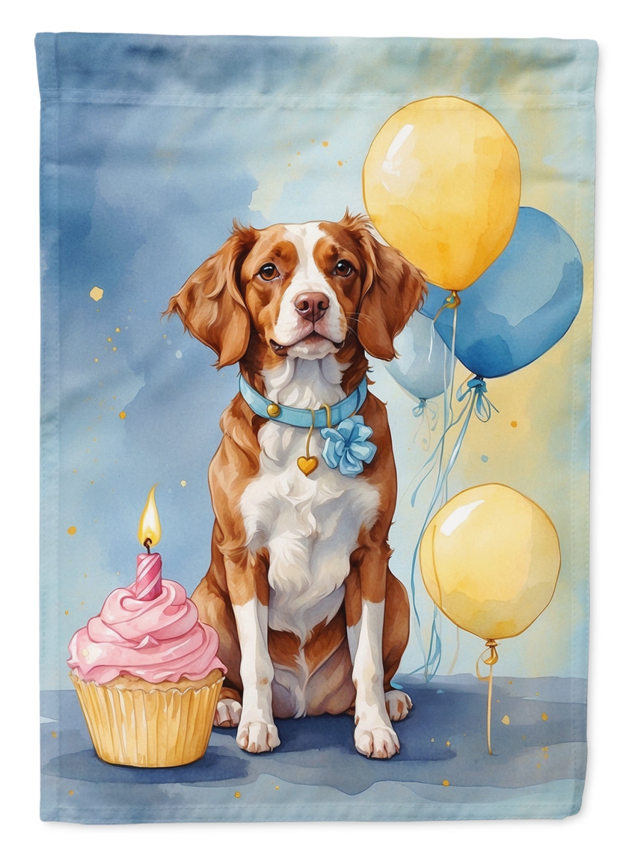 Brittany Spaniel Birthday House Flag - Multi-color - 40 x 28 in. - Heavy Duty Polyester - Double-Sided Design