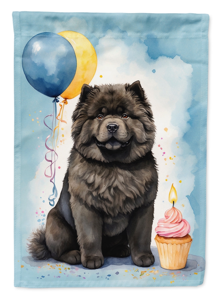 Black Chow-Chow Happy Birthday House Flag - 40 x 28 in. - Durable Polyester