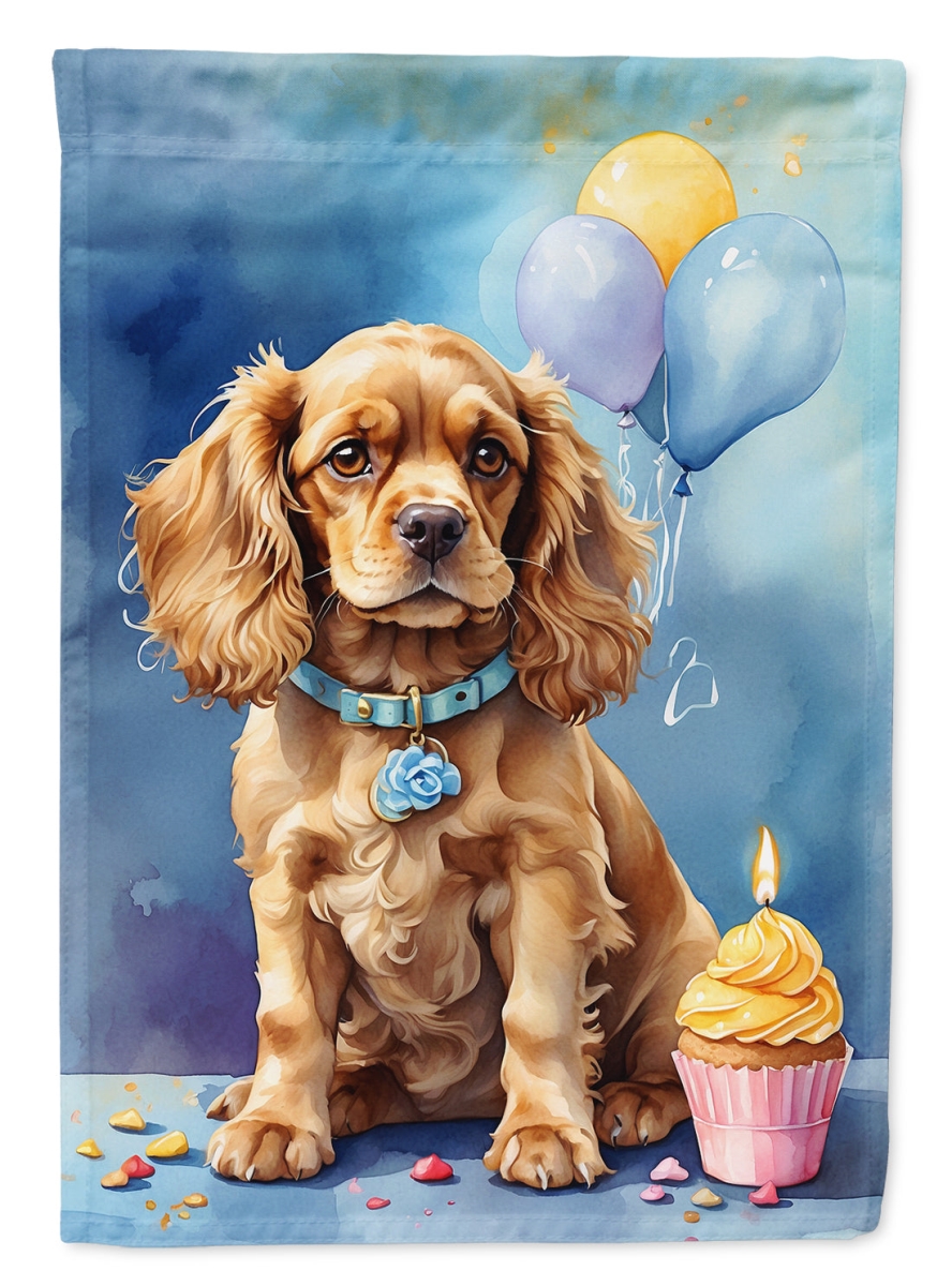 Cocker Spaniel Happy Birthday House Flag - Multi-Color - 40 x 28 in. - Durable Polyester
