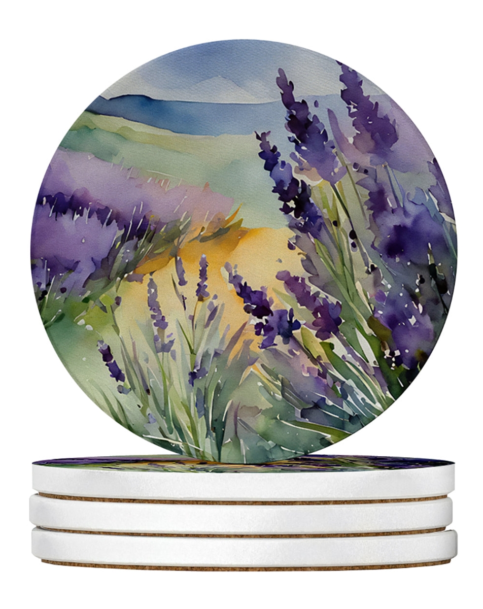 DAC1583RCS4 4 x 4 in. Lavender in Watercolor Sandstone Coasters - Large - Pack of 4
