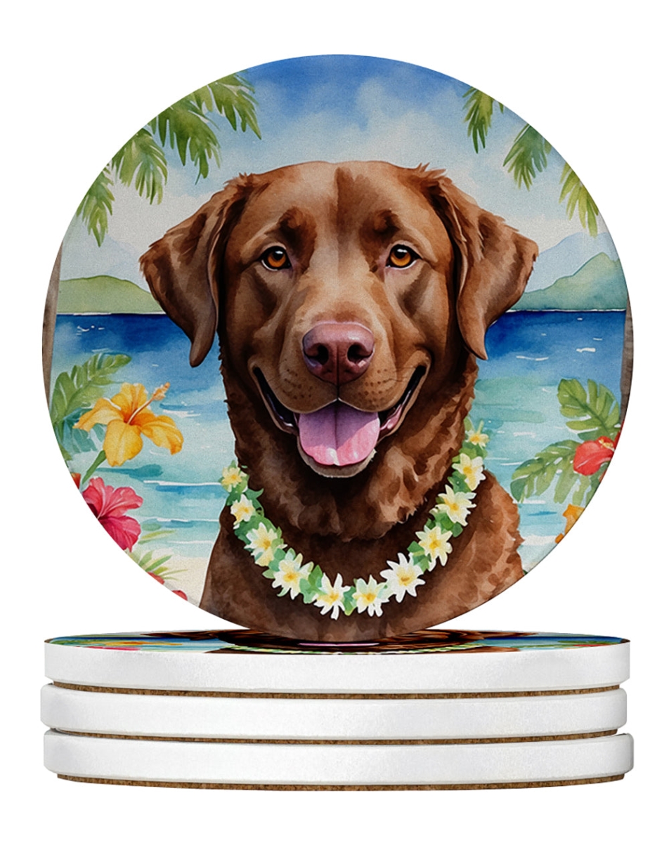 DAC6402RCS4 4 x 4 in. Chesapeake Bay Retriever Luau Sandstone Coasters - Large - Pack of 4