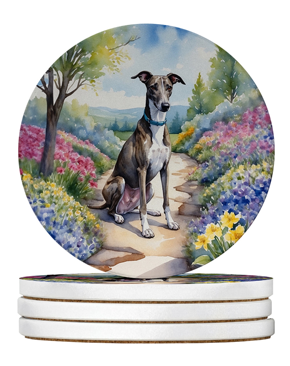 DAC6647RCS4 4 x 4 in. Greyhound Spring Path Sandstone Coasters - Large - Pack of 4