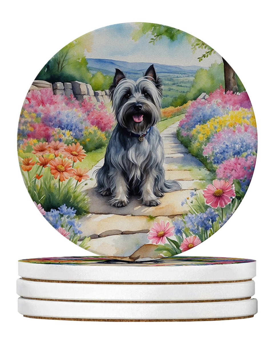 DAC6721RCS4 4 x 4 in. Skye Terrier Spring Path Sandstone Coasters - Large - Pack of 4