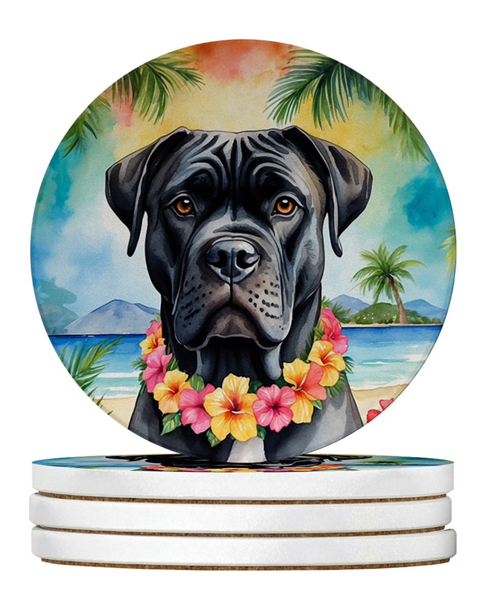 DAC6398RCS4 4 x 4 in. Cane Corso Luau Sandstone Coasters - Large - Pack of 4