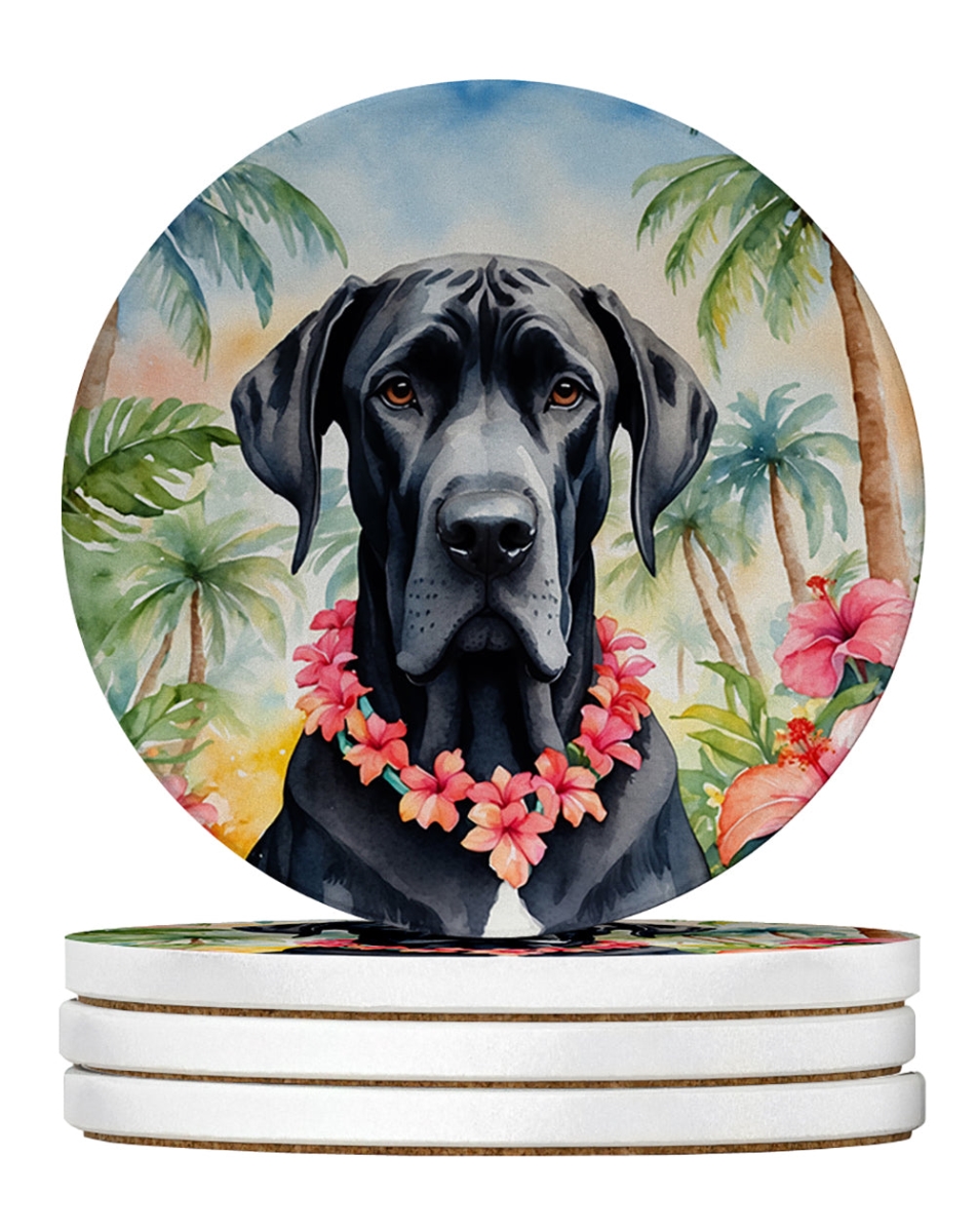 DAC6445RCS4 4 x 4 in. Great Dane Luau Sandstone Coasters - Large - Pack of 4