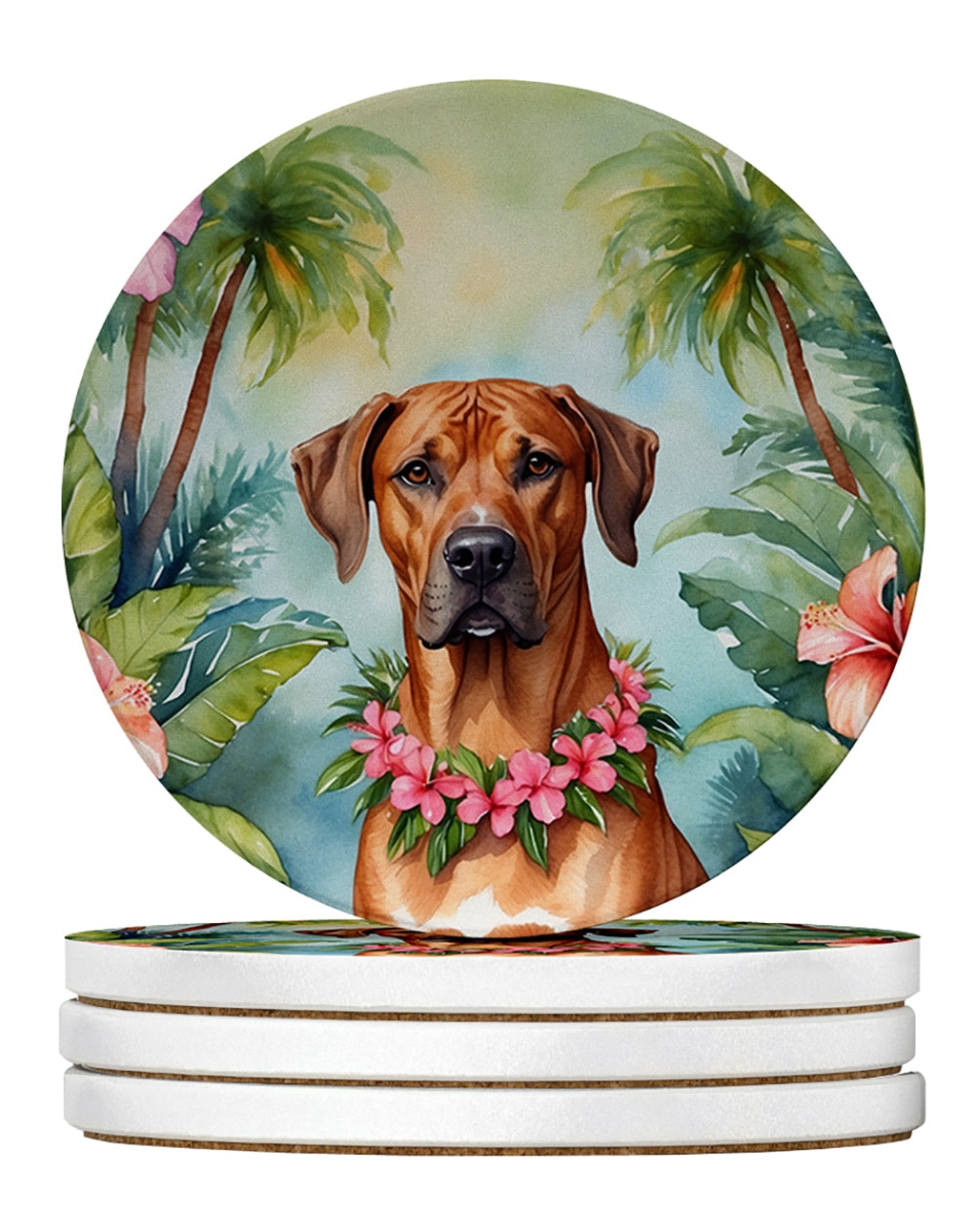 DAC6507RCS4 4 x 4 in. Rhodesian Ridgeback Luau Sandstone Coasters - Large - Pack of 4
