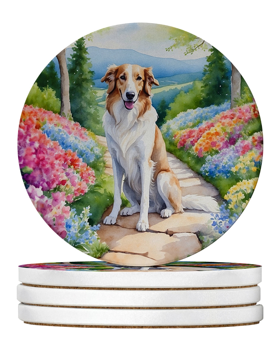 DAC6575RCS4 4 x 4 in. Borzoi Spring Path Sandstone Coasters - Large - Pack of 4