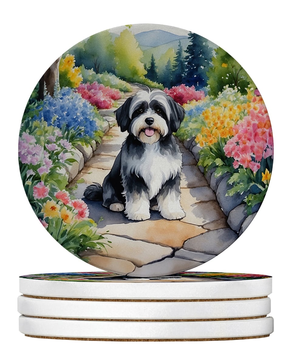 DAC6648RCS4 4 x 4 in. Havanese Spring Path Sandstone Coasters - Large - Pack of 4