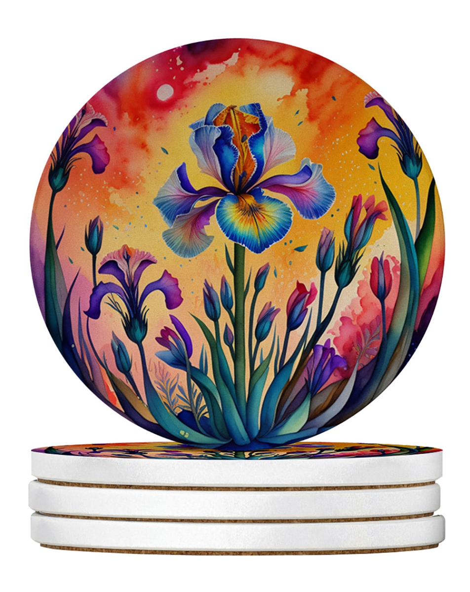 DAC1967RCS4 4 x 4 in. Colorful Iris Sandstone Coasters - Large - Pack of 4
