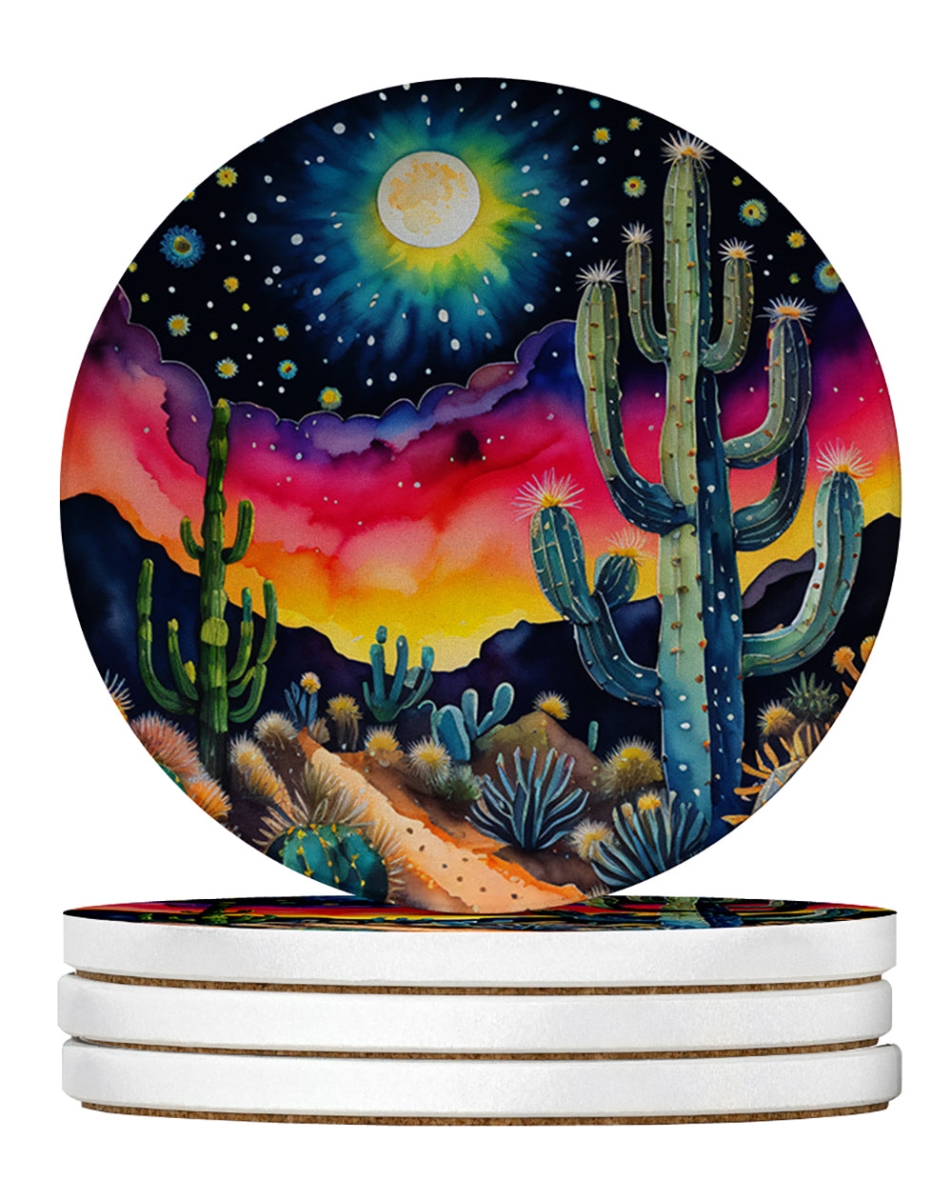 DAC1986RCS4 4 x 4 in. Colorful Queen of the Night Cactus Sandstone Coasters - Large - Pack of 4