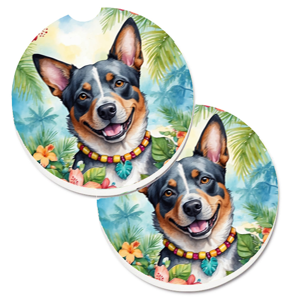 DAC6357CARC 2.5 x 2.5 in. Australian Cattle Dog Luau Cup Holder Car Coasters - Set of 2