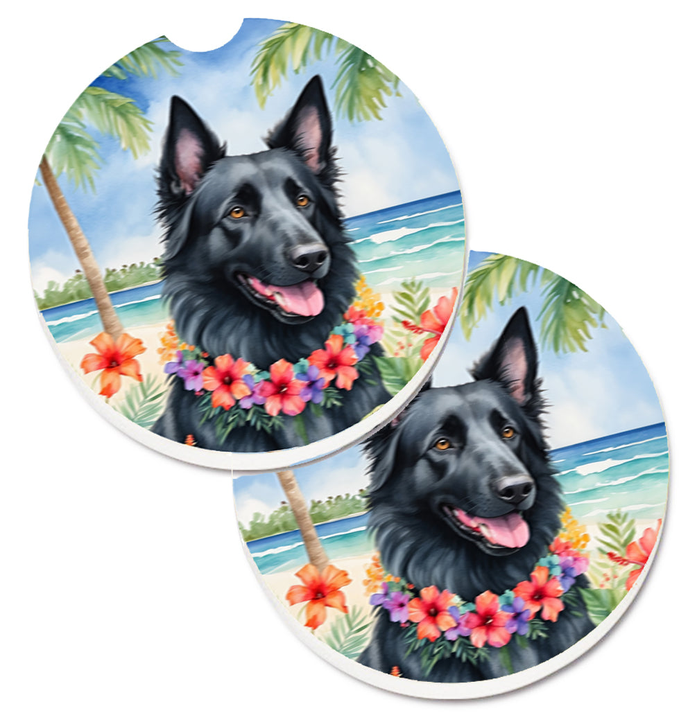 DAC6367CARC 2.5 x 2.5 in. Belgian Sheepdog Luau Cup Holder Car Coasters - Set of 2