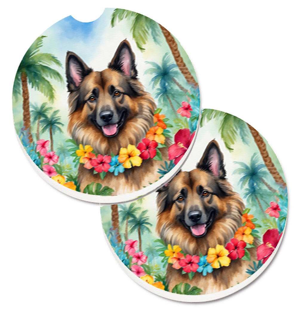 DAC6368CARC 2.5 x 2.5 in. Belgian Tervuren Luau Cup Holder Car Coasters - Set of 2