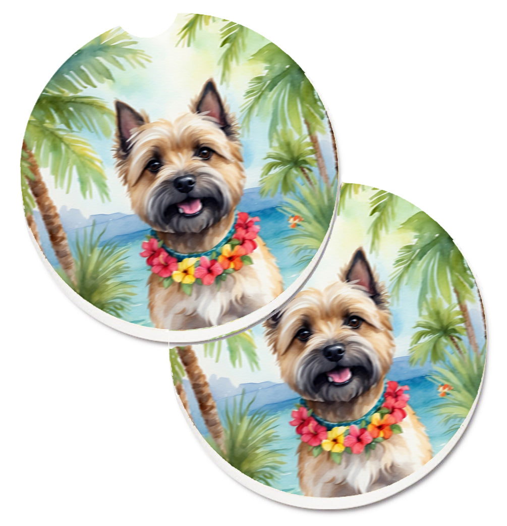 DAC6396CARC 2.5 x 2.5 in. Cairn Terrier Luau Cup Holder Car Coasters - Set of 2