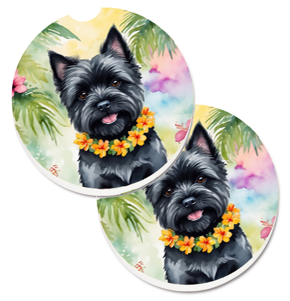 DAC6397CARC 2.5 x 2.5 in. Cairn Terrier Luau Cup Holder Car Coasters - Set of 2