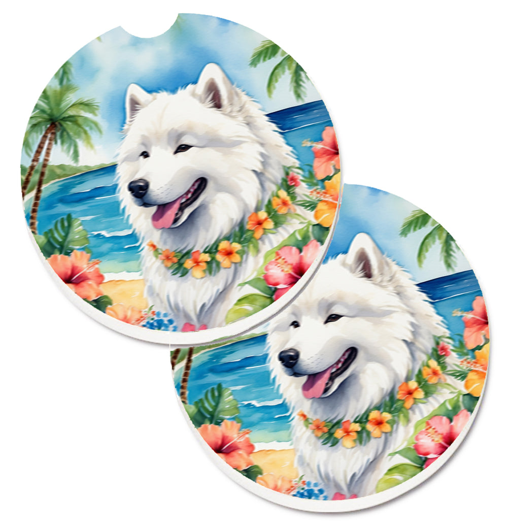 DAC6512CARC 2.5 x 2.5 in. Samoyed Luau Cup Holder Car Coasters - Set of 2
