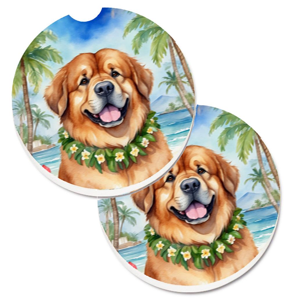 DAC6527CARC 2.5 x 2.5 in. Tibetan Mastiff Luau Cup Holder Car Coasters - Set of 2