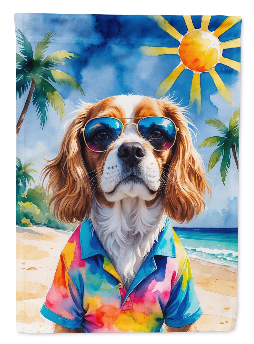 DAC8265CHF 40 x 28 in. Cavalier Spaniel Summer Beach Time House Flag