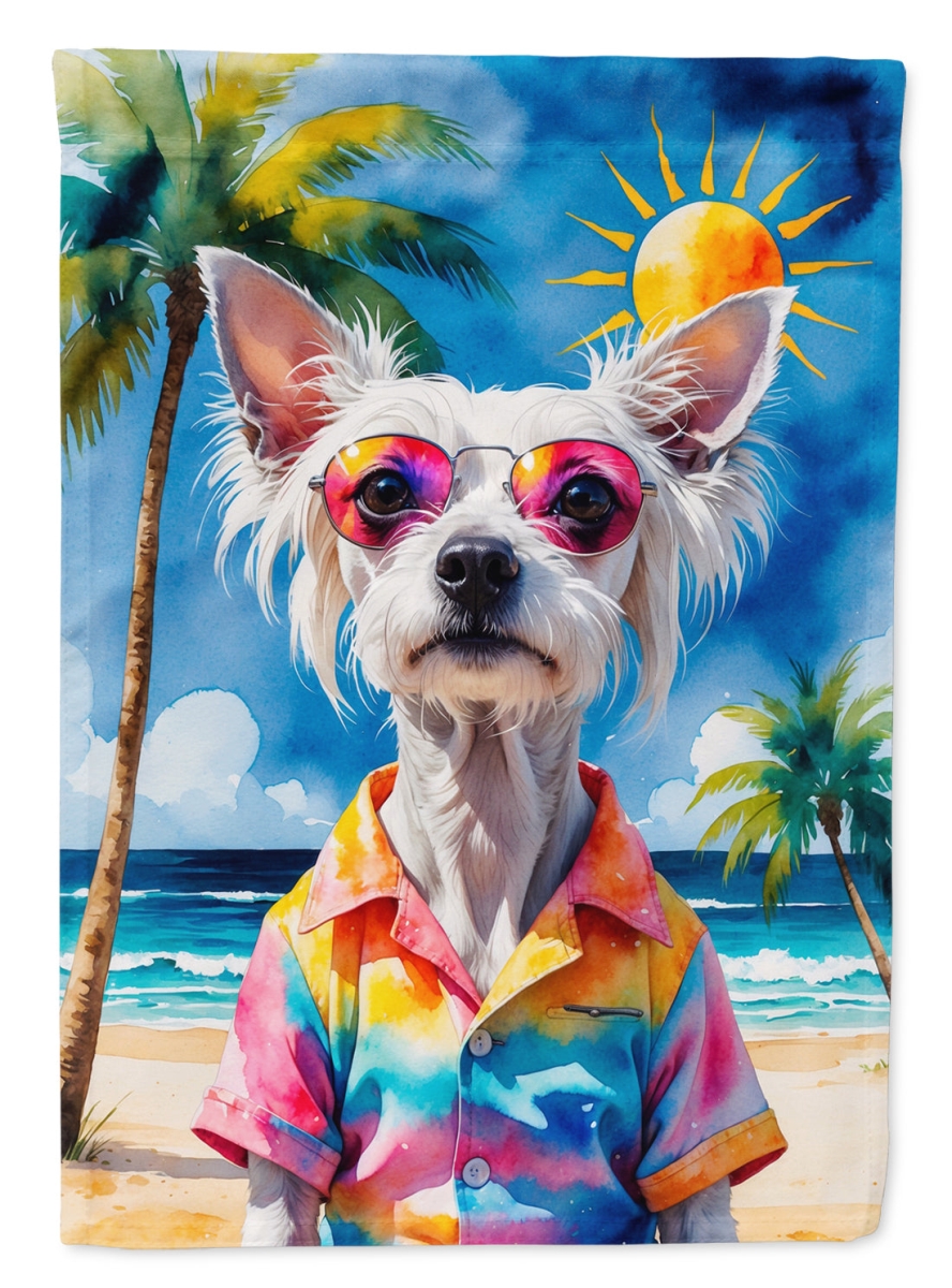DAC8268CHF 40 x 28 in. Chinese Crested Summer Beach Time House Flag