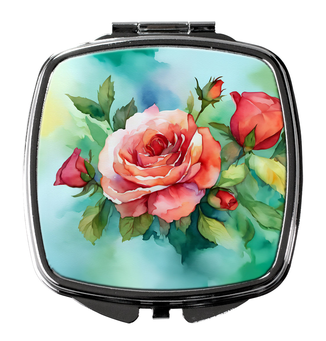 DAC1700SCM 3 x 2.75 in. Oklahoma Roses in Watercolor Compact Mirror