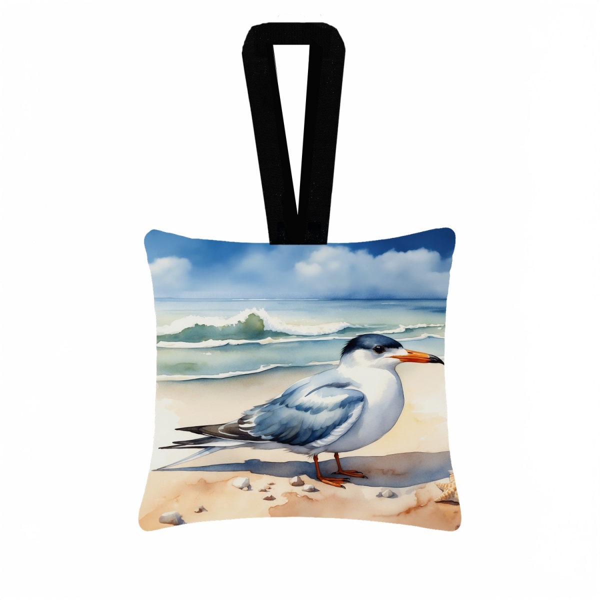 DAC7529PO3 3.5 x 3.5 in. Tern Resting Hanging Square Fabric Ornament
