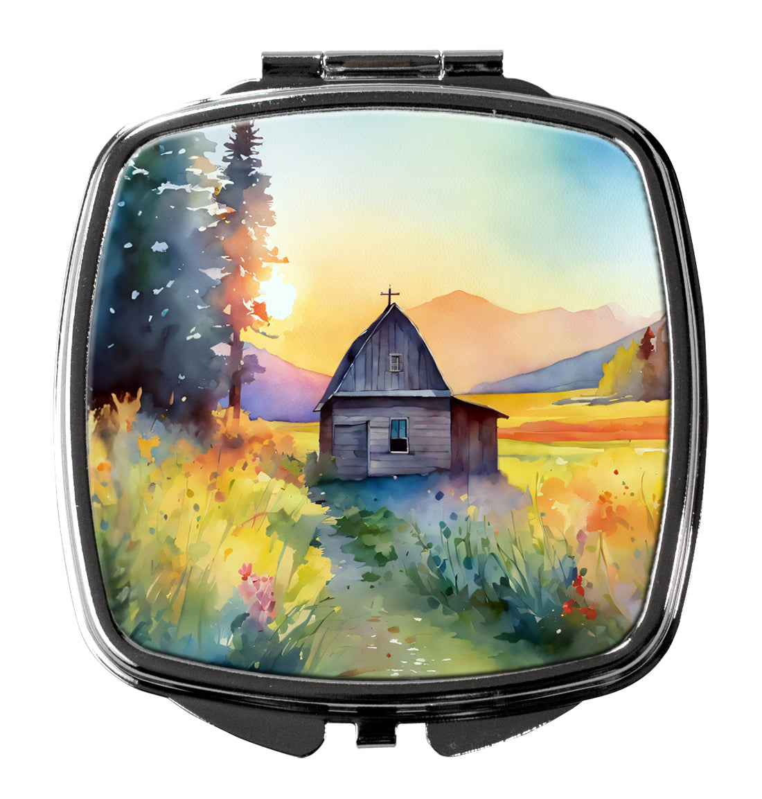 DAC1679SCM 3 x 2.75 in. Montana Bitterroot in Watercolor Compact Mirror