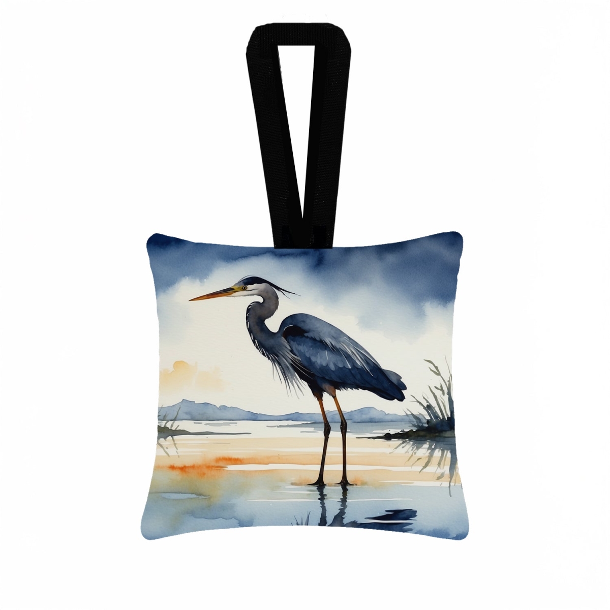 DAC7500PO3 3.5 x 3.5 in. Blue Heron Barely Lit Sky Hanging Square Fabric Ornament