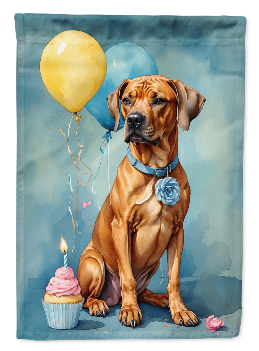 DAC8038CHF 40 x 28 in. Rhodesian Ridgeback Happy Birthday House Flag