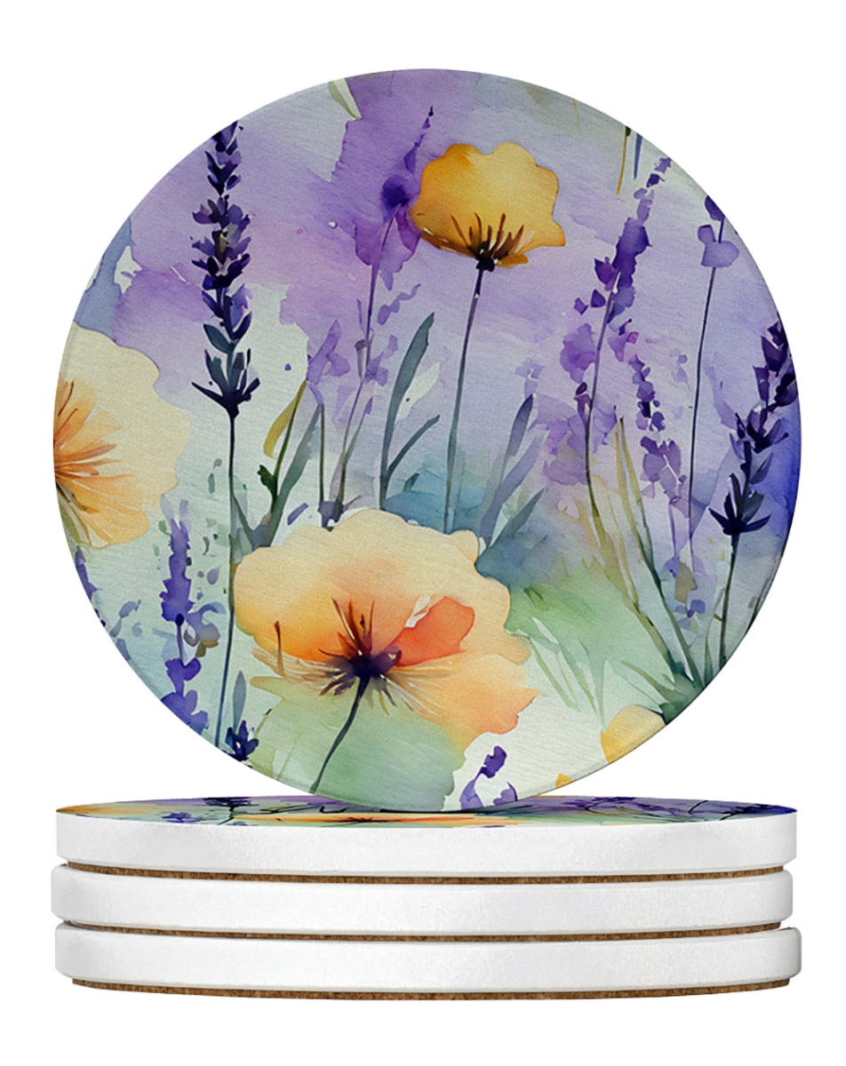 DAC1581RCS4 4 x 4 in. Lavender in Watercolor Sandstone Coasters - Large - Pack of 4