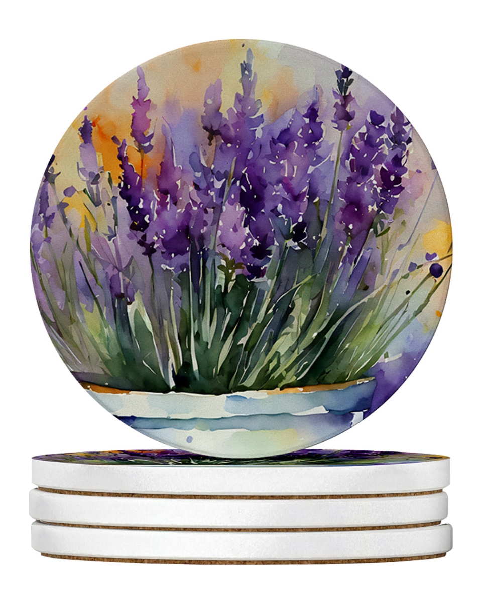 DAC1584RCS4 4 x 4 in. Lavender in Watercolor Sandstone Coasters - Large - Pack of 4