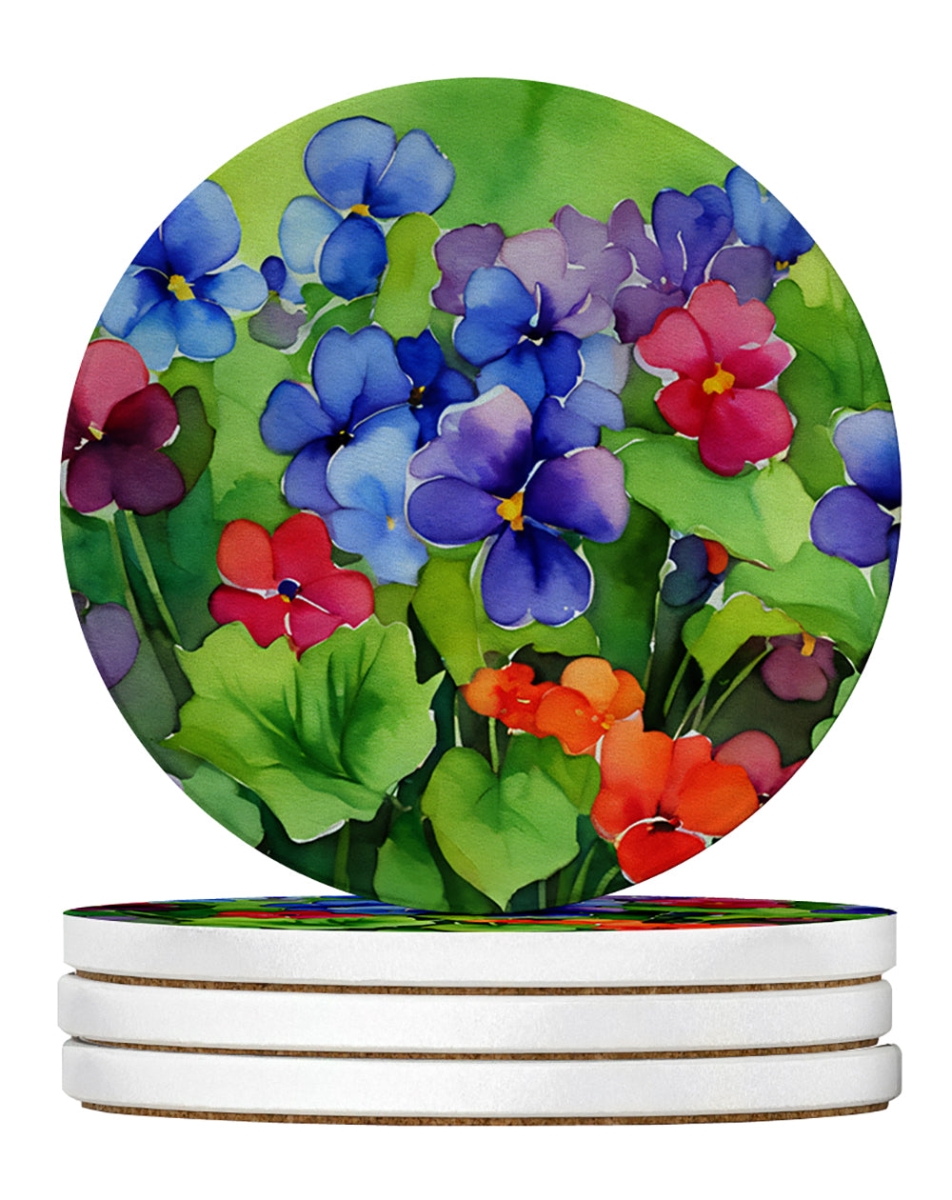 DAC1648RCS4 4 x 4 in. Illinois Violet in Watercolor Sandstone Coasters - Large - Pack of 4