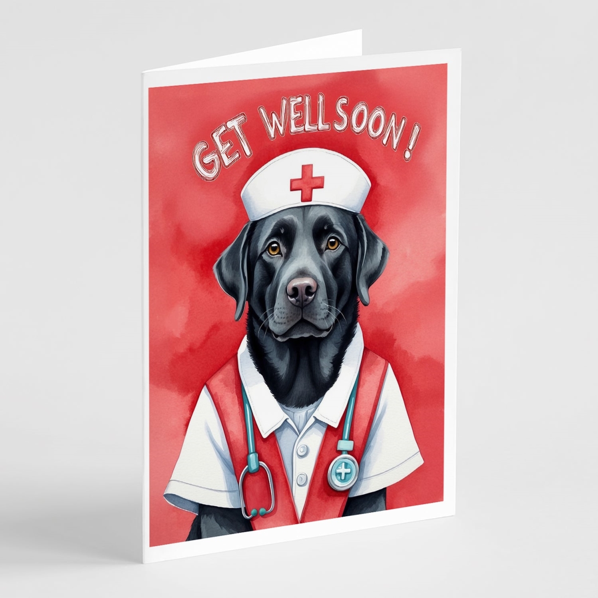 DAC8157GCA7P 5 x 7 in. Black Labrador Retriever Get Well Soon Greeting Cards - Pack of 8