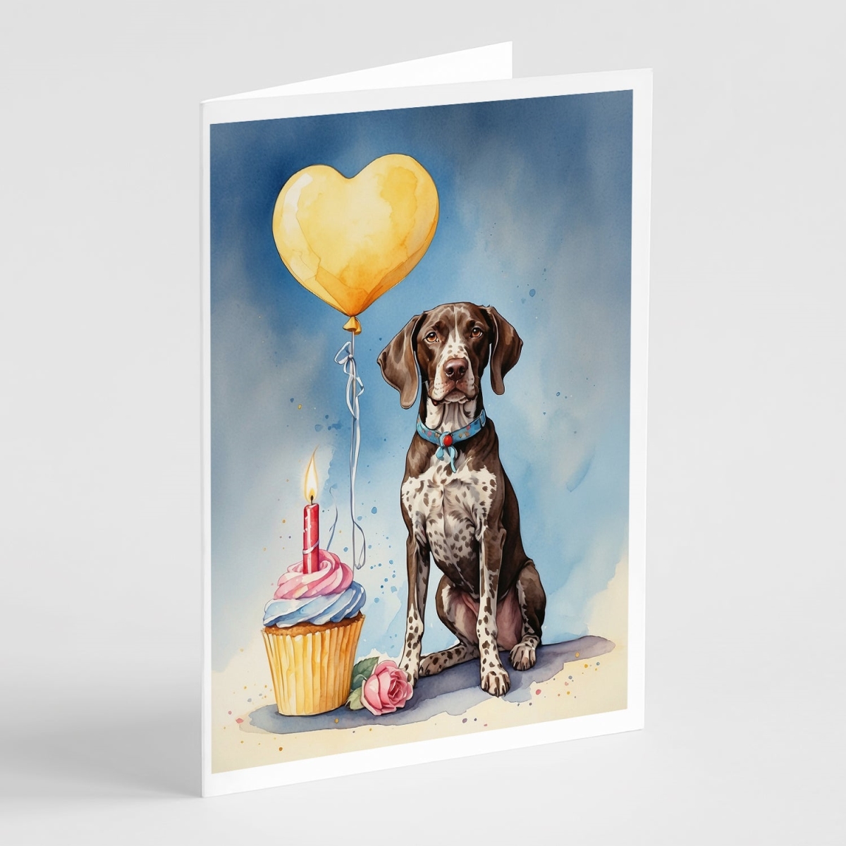 DAC7952GCA7P 5 x 7 in. German Shorthaired Pointer Happy Birthday Greeting Cards - Pack of 8