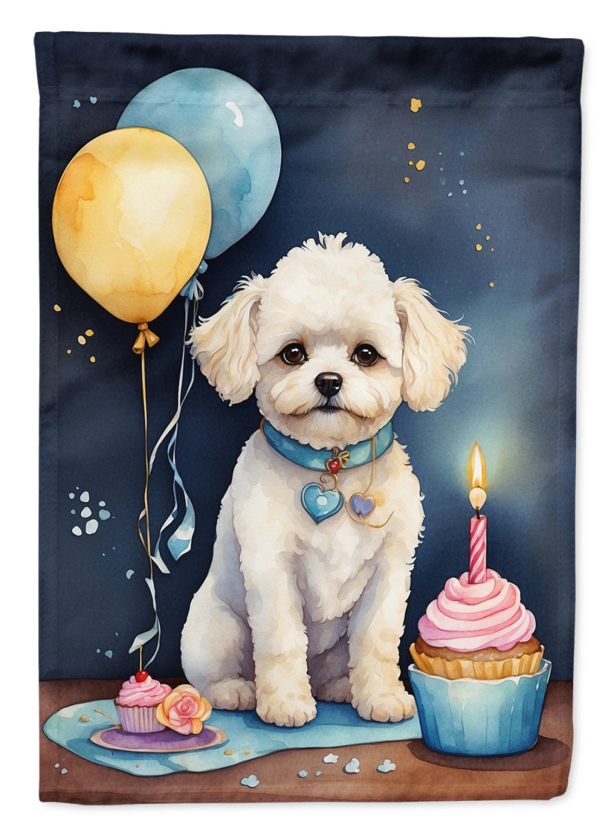 Bichon Frise Birthday Garden Flag - Multi-Color - 15.5 x 11.25 in. - Durable Polyester
