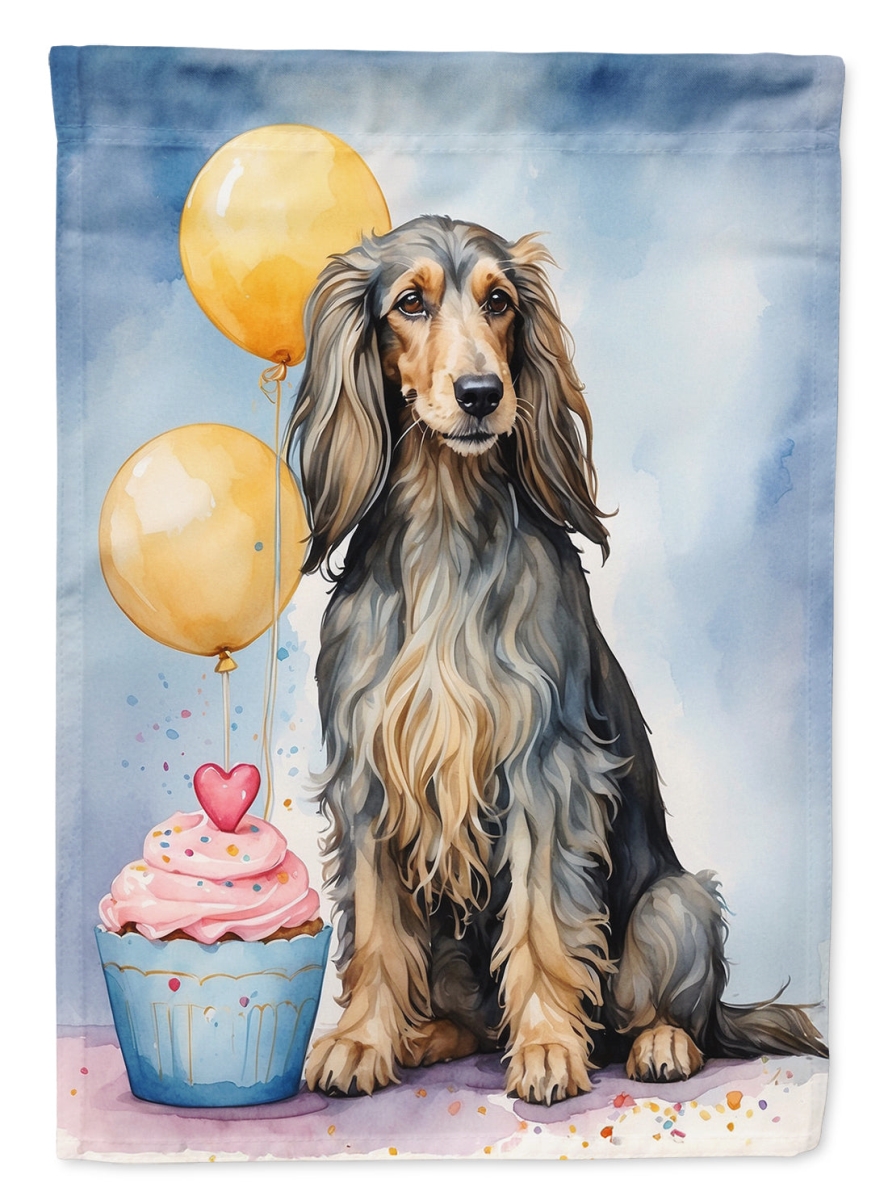 Afghan Hound Birthday House Flag - Multicolor - 40 x 28 in. - Double-Sided Design