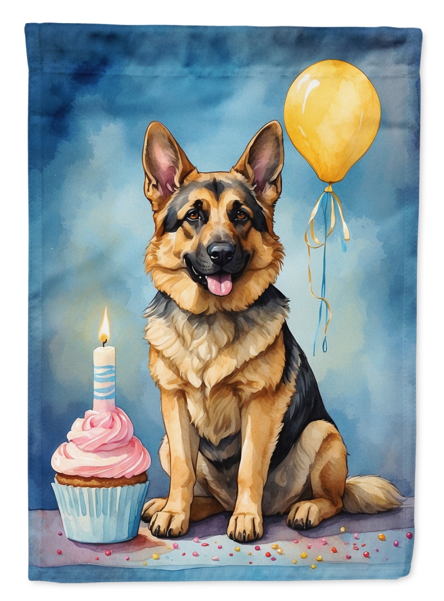 German Shepherd Happy Birthday House Flag - Multicolor - 40 x 28 in. - Durable Polyester - Double-Sided Design