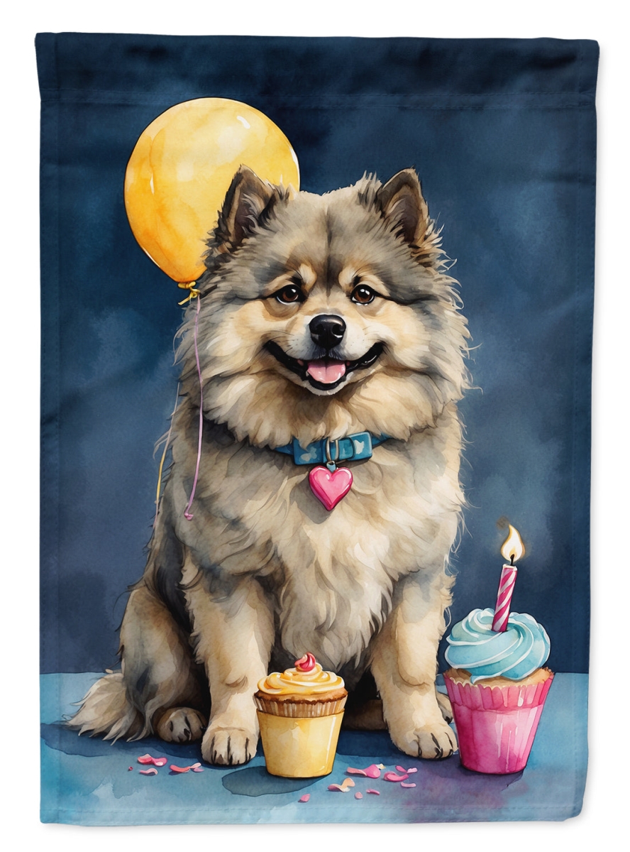 Keeshond Happy Birthday House Flag - Multicolor - 40 x 28 in. - Durable Polyester