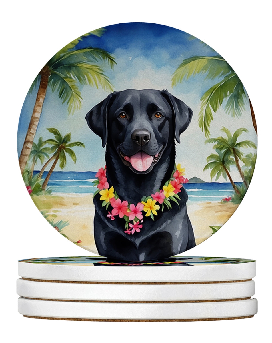 DAC6464RCS4 4 x 4 in. Black Labrador Retriever Luau Sandstone Coasters - Large - Pack of 4