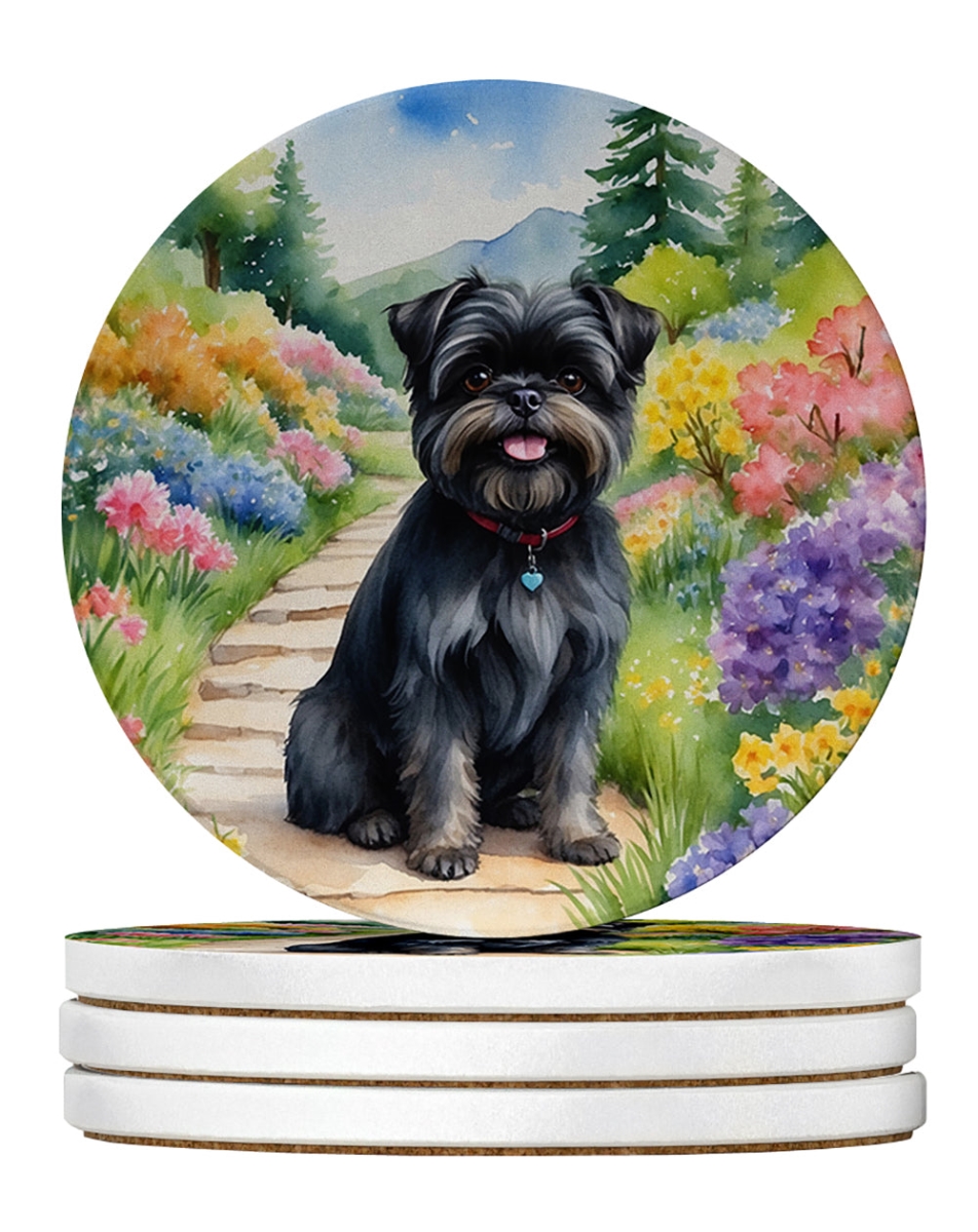 DAC6541RCS4 4 x 4 in. Affenpinscher Spring Garden Sandstone Coasters - Large - Pack of 4