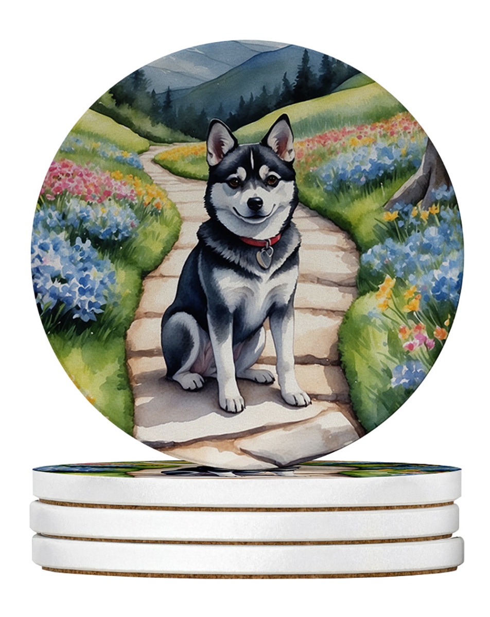 DAC6545RCS4 4 x 4 in. Alaskan Klee Kai Spring Garden Sandstone Coasters - Large - Pack of 4