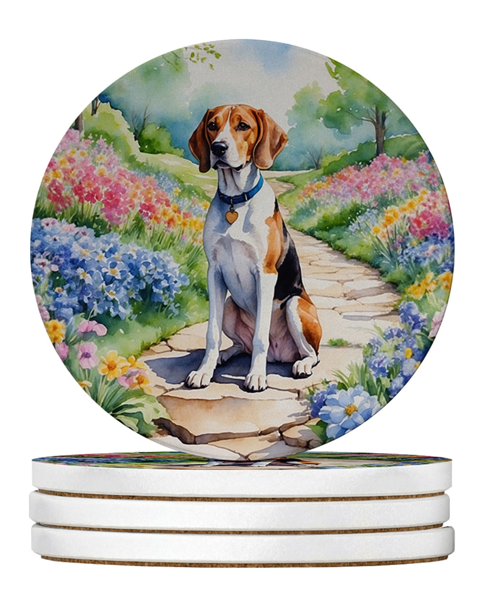 DAC6623RCS4 4 x 4 in. English Foxhound Spring Path Sandstone Coasters - Large - Pack of 4