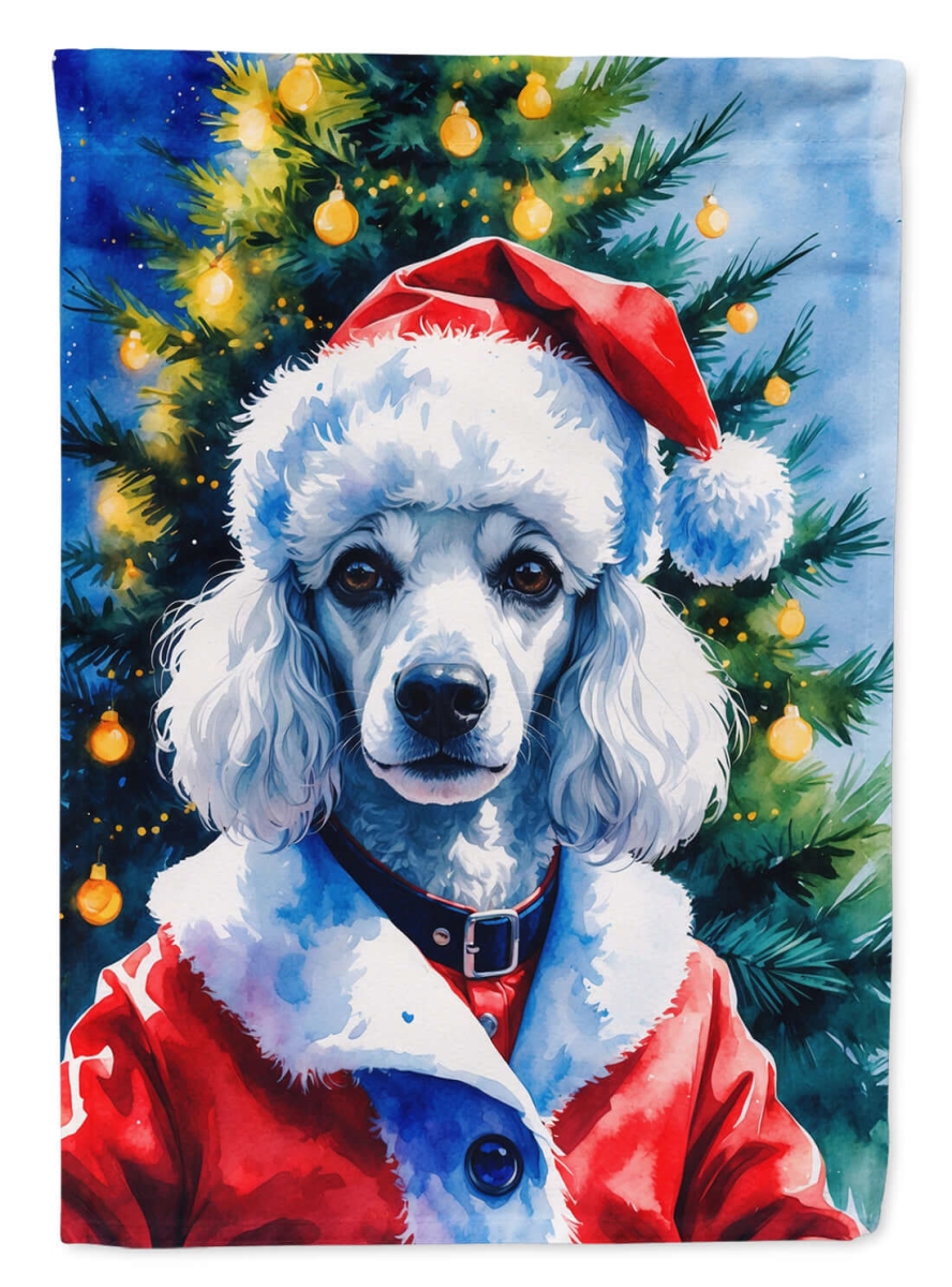 DAC8504CHF 40 x 28 in. White Poodle Christmas House Flag