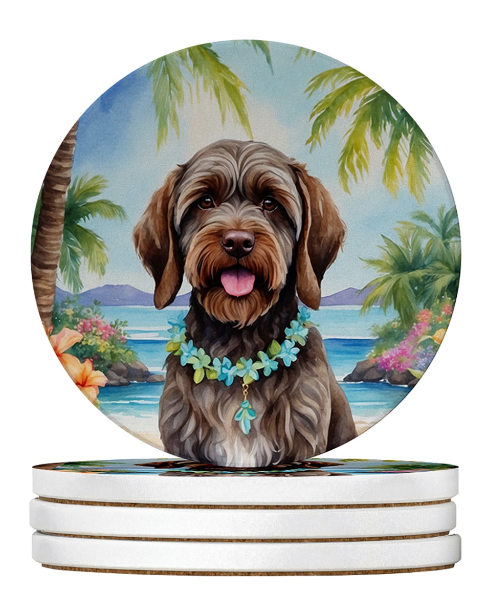 DAC6539RCS4 4 x 4 in. Wirehaired Pointing Griffon Luau Sandstone Coasters - Large - Pack of 4