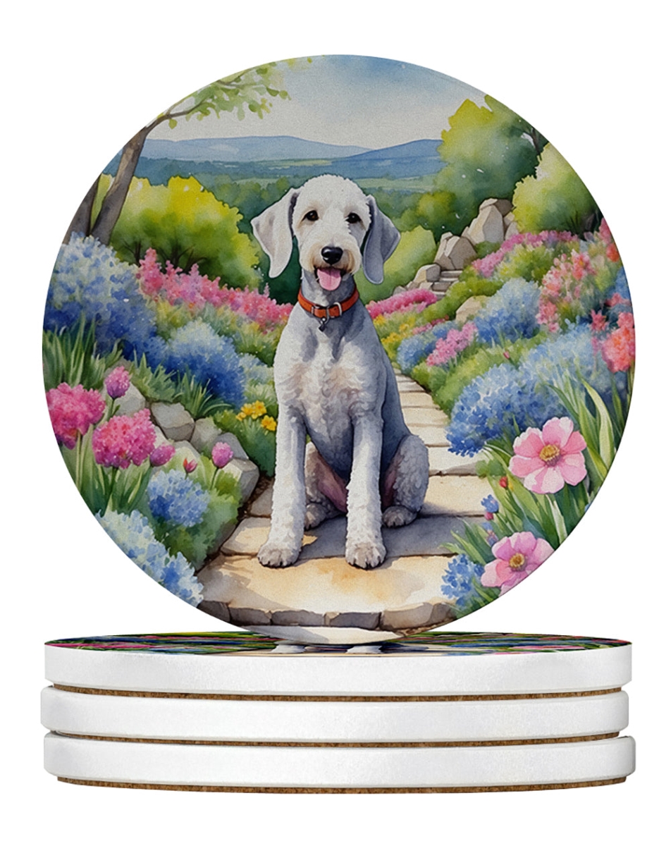 DAC6562RCS4 4 x 4 in. Bedlington Terrier Spring Garden Sandstone Coasters - Large - Pack of 4