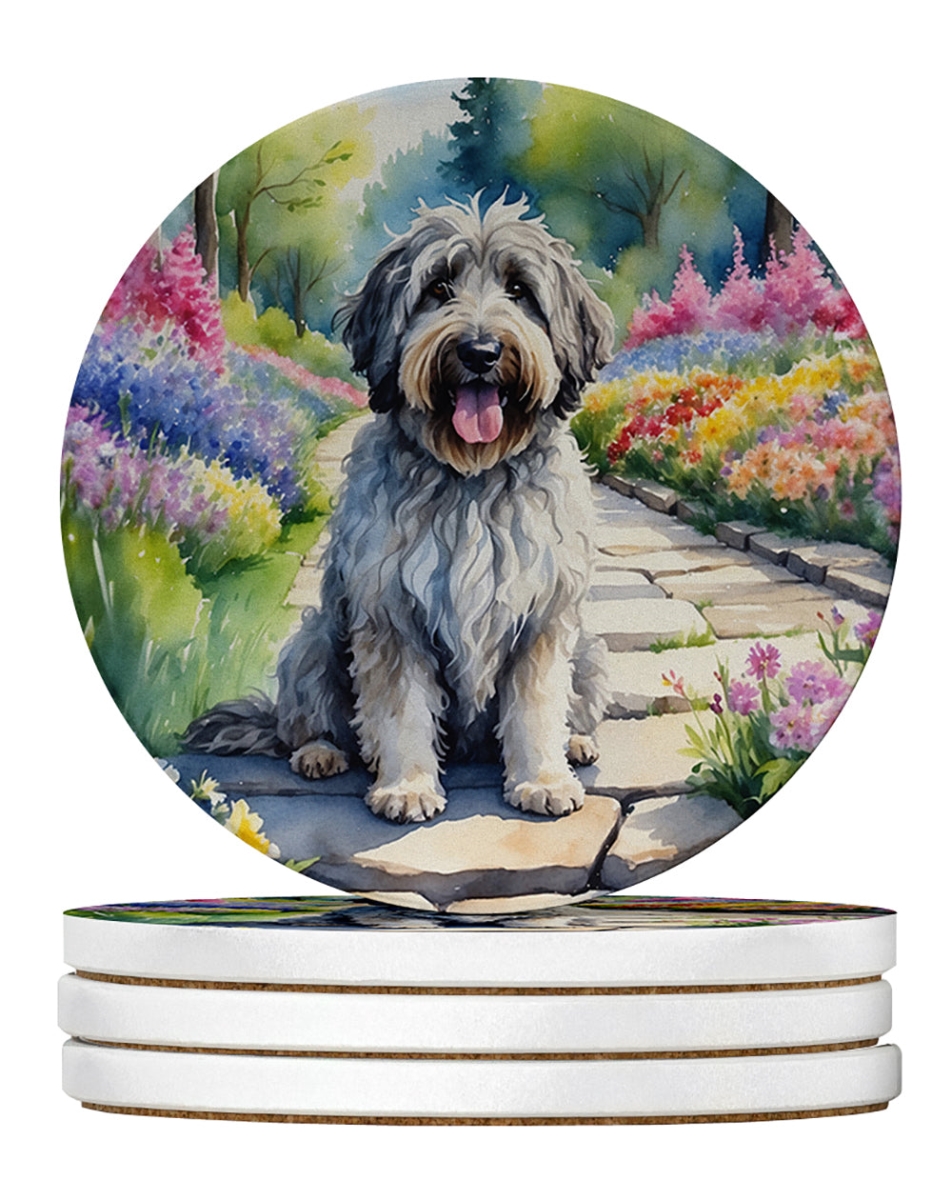 DAC6566RCS4 4 x 4 in. Bergamasco Sheepdog Spring Path Sandstone Coasters - Large - Pack of 4