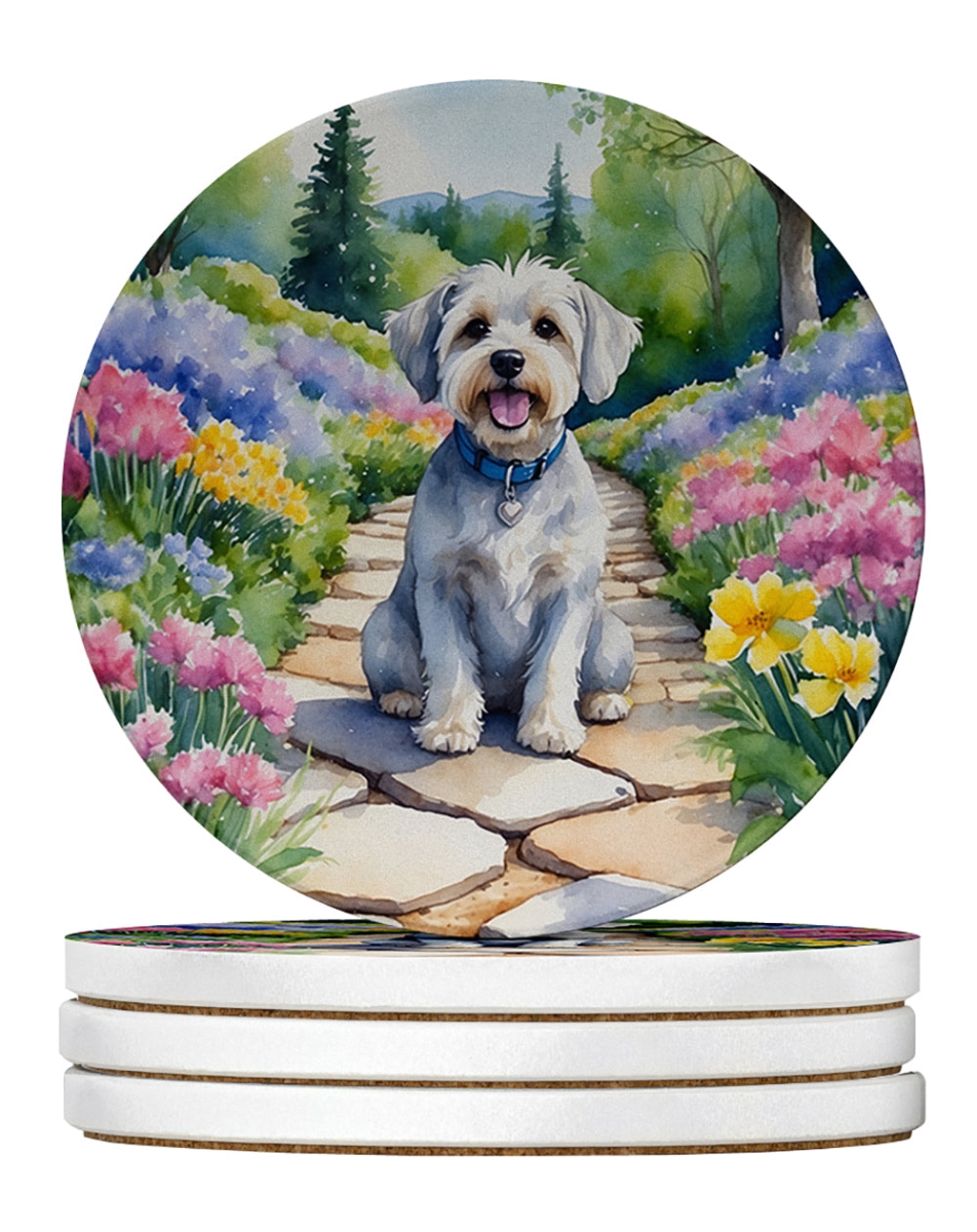 DAC6616RCS4 4 x 4 in. Dandie Dinmont Terrier Spring Path Sandstone Coasters - Large - Pack of 4