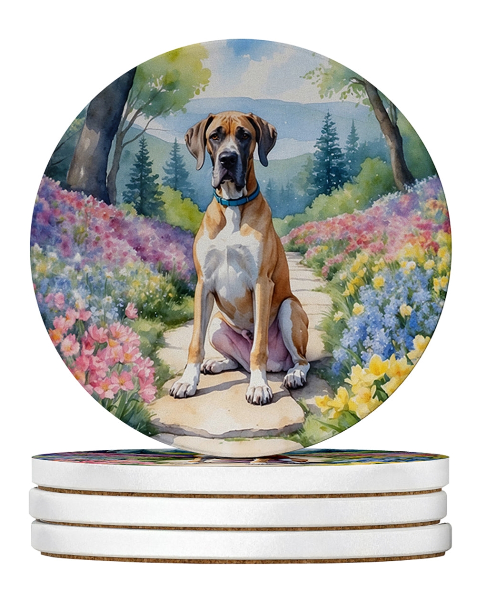 DAC6641RCS4 4 x 4 in. Great Dane Spring Path Sandstone Coasters - Large - Pack of 4
